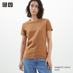 Orange Women Uniqlo U Crew Neck Short-sleeve T Shirts | USA DHNZS-7806