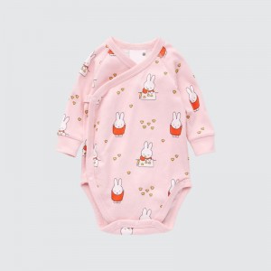 Pink Baby Uniqlo The Picture Book Long-sleeve (Open Front) (Miffy And The New Baby) Bodysuit | USA DJNTQ-5380