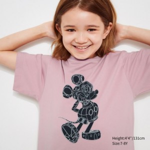 Pink Kids Uniqlo Mickey Stands Ut (Short Sleeve Graphic) T Shirts | USA LBCON-6832