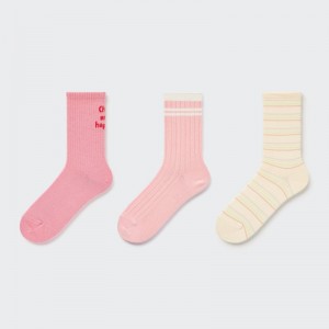 Pink Kids Uniqlo Regular (3 Pairs) Socks | USA JGOYX-2681