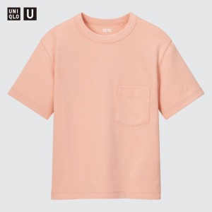 Pink Kids Uniqlo U Airism Cotton Crew Neck Short-sleeve T Shirts | USA UYAEZ-7564