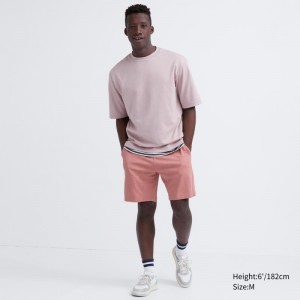 Pink Men Uniqlo Airism Cotton Easy (8") Shorts | USA DOINY-7456