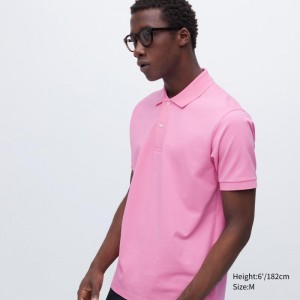 Pink Men Uniqlo Dry Pique Short-sleeve Polo Shirts | USA AYUQG-2039