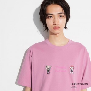 Pink Men Uniqlo My Hero Academia Ut (Short-sleeve Graphic) T Shirts | USA JSUVW-2461