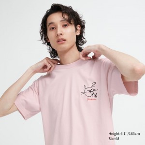 Pink Men Uniqlo Peace For All (Haruka Ayase) (Short-sleeve Graphic) T Shirts | USA WNZRO-6524