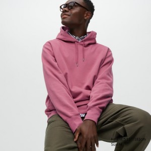 Pink Men Uniqlo Sweat Pullover Long-sleeve Hoodie | USA KVJYO-8319