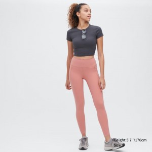 Pink Women Uniqlo Airism Uv Protection Pocketed Soft Leggings | USA DWMHL-1508