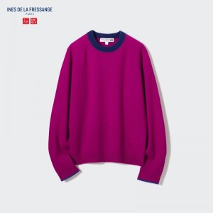 Pink Women Uniqlo Cashmere Crew Neck Long-sleeve (Ines De La Fressange) Sweaters | USA TYAHK-2049