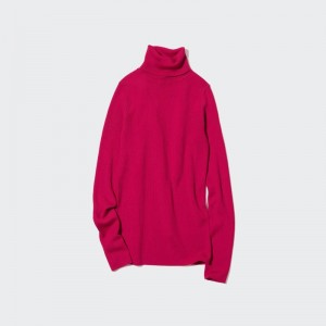 Pink Women Uniqlo Extra Fine Merino Ribbed Turtleneck Long-sleeve Sweaters | USA YEGZT-1538