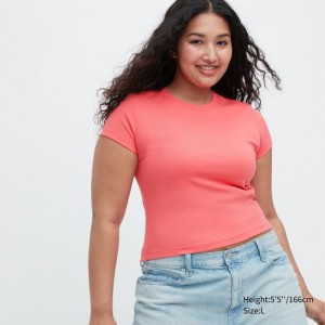 Pink Women Uniqlo Mini Short-sleeve T Shirts | USA BKTPH-6497