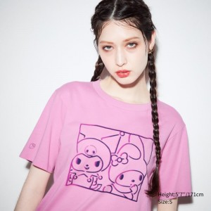 Pink Women Uniqlo Sanrio Characters: Kuromi & My Melody Ut (Short-sleeve Graphic) T Shirts | USA QNAZK-5197