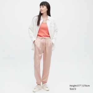 Pink Women Uniqlo Satin Drape Jogger | USA OAMCP-8032