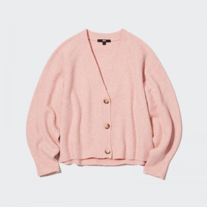 Pink Women Uniqlo Souffle Yarn Long-sleeve Short Cardigan | USA TCGPL-0259