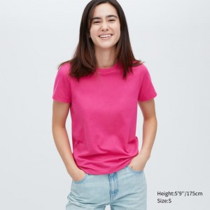 Pink Women Uniqlo Supima® Cotton Crew Neck Short-sleeve T Shirts | USA TUWEC-2705