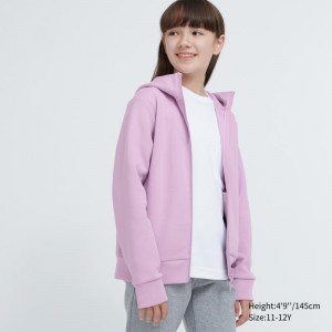 Purple Kids Uniqlo Ultra Stretch Dry Sweat Long-sleeve Full-zip Hoodie | USA KBORF-8642