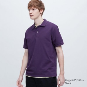 Purple Men Uniqlo Dry Pique Short-sleeve Polo Shirts | USA HSRCK-2768