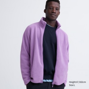 Purple Men Uniqlo Fleece Long-sleeve Full-zip Jackets | USA LKACV-7248