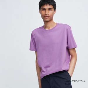 Purple Men Uniqlo Supima® Cotton Crew Neck Short-sleeve T Shirts | USA KYIEL-2306