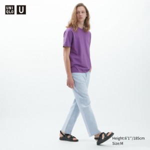 Purple Men Uniqlo U Crew Neck Short-sleeve T Shirts | USA GZKMA-1397