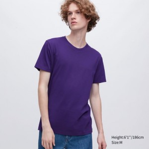 Purple Women Uniqlo Dry Crew Neck Short-sleeve Color T Shirts | USA LZWYS-0647