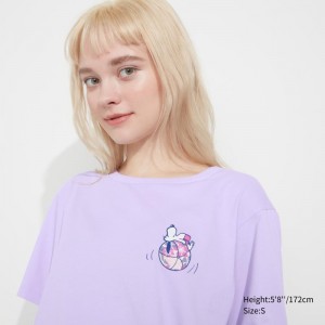 Purple Women Uniqlo Peanuts Hawaii Ut (Short-sleeve Graphic) T Shirts | USA PVOWT-2681