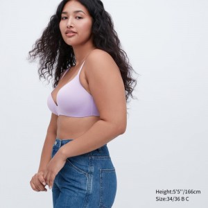 Purple Women Uniqlo Wireless (3d Hold, New Sizing) Bras | USA IFVXZ-3584