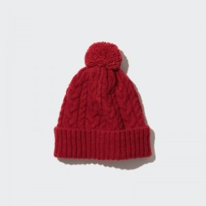 Red Kids Uniqlo Heattech Cable Knitted Caps | USA ULTRS-3819