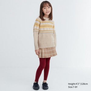 Red Kids Uniqlo Heattech Ribbed Leggings | USA JMKGS-5713