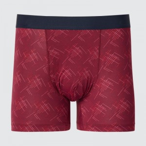 Red Men Uniqlo Airism Printed Boxer Briefs | USA LRXUH-7608