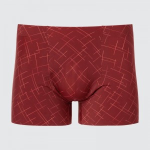 Red Men Uniqlo Airism Seamless Printed Boxer Briefs | USA QCFZR-2756