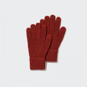 Red Men Uniqlo Heattech Knitted Gloves | USA ZPFVC-2631