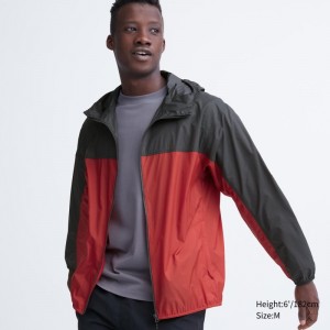 Red Men Uniqlo Pocketable Uv Protection 3d Cut (Color Block) Parka | USA OKDIZ-9437