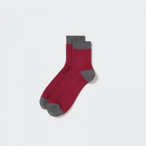 Red Men Uniqlo Ribbed Half Socks | USA FQDIH-1064