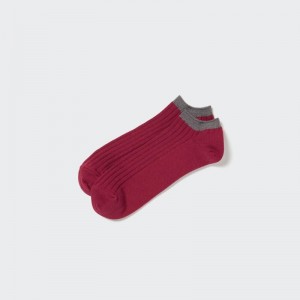 Red Men Uniqlo Ribbed Short Socks | USA TOKHP-6531