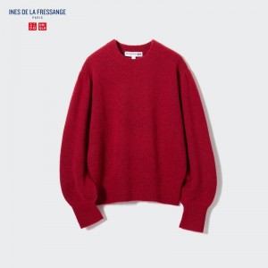 Red Women Uniqlo Crew Neck Puff Long Sleeve (Ines De La Fressange) Sweaters | USA YPLMC-0791