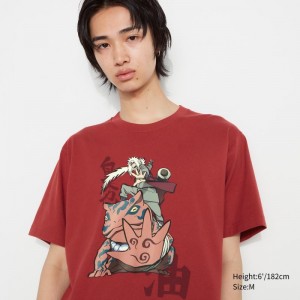 Red Women Uniqlo Naruto Ut (Short-sleeve Graphic) (Jiraiya) T Shirts | USA ICPVA-3429