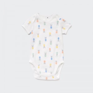 White Baby Uniqlo Joy Of Print Short Sleeve Bodysuit | USA UQHCO-8174