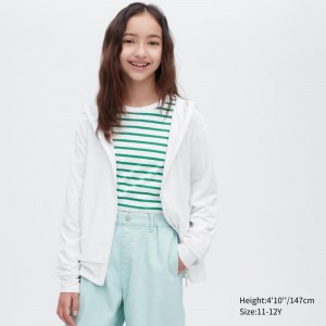 White Kids Uniqlo Airism Mesh Uv Protection Full-zip Hoodie | USA IBXGK-3180