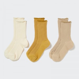 White Kids Uniqlo Regular 3 Pack Socks | USA TWVJK-2195