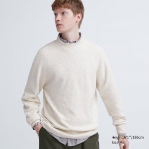 White Men Uniqlo 3d Knit Souffle Yarn Mock Neck Sweaters | USA HTOEF-8450