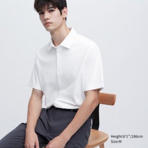 White Men Uniqlo Airism Full Open Short-sleeve Polo Shirts | USA KJGUE-0934