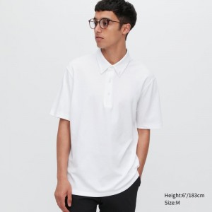 White Men Uniqlo Airism Pique Short-sleeve Polo Shirts | USA OVXCJ-6094