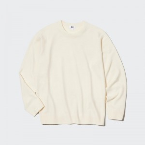 White Men Uniqlo Cashmere Crew Neck Long-sleeve Sweaters | USA DETHI-9168