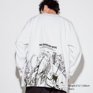 White Men Uniqlo Chainsaw Man × Kosuke Kawamura Ut (Long-sleeve Graphic) T Shirts | USA QFXTS-8054