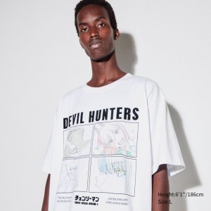 White Men Uniqlo Chainsaw Man × Kosuke Kawamura Short Sleeve Ut (Oversized) T Shirts | USA DVZIM-0516