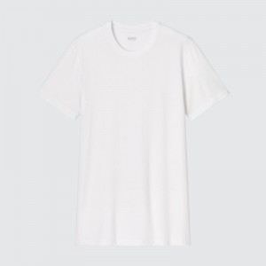 White Men Uniqlo Heattech Crew Neck Short-sleeve T Shirts | USA WDOLU-1089