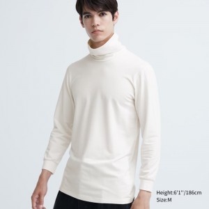 White Men Uniqlo Heattech Extra Warm Cotton Turtleneck T Shirts | USA JZKUT-0941