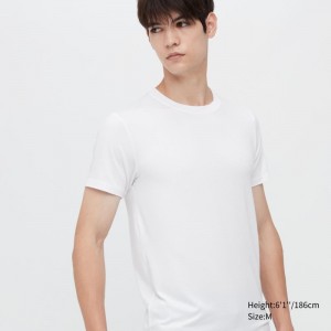 White Men Uniqlo Heattech (Short Sleeve) T Shirts | USA BTMOZ-9065