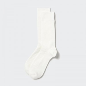 White Men Uniqlo Heattech Wide Ribbed Socks | USA TZSQC-5410