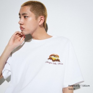 White Men Uniqlo L.A. Eats Ut (Oversized Short-sleeve Graphic) (Burger She Wrote) T Shirts | USA AEMXQ-8056